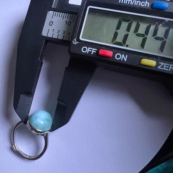 Larimar Crystal Oval Gemstone Ring Size‎ 6 Adjustable (#6) - Picture 12 of 15